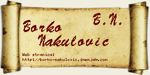 Borko Nakulović vizit kartica